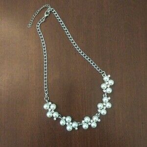 Faux Pearl and Rhinestone Retro Statement Necklace